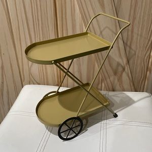 New Target Bullseye Playground Gold 2-Tier Mini Metal Coffee Bar Cart